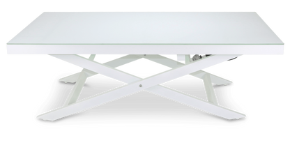 Mykonos Adjustable Outdoor Coffee Table in Arctic White Aluminium Frame and Glass Top