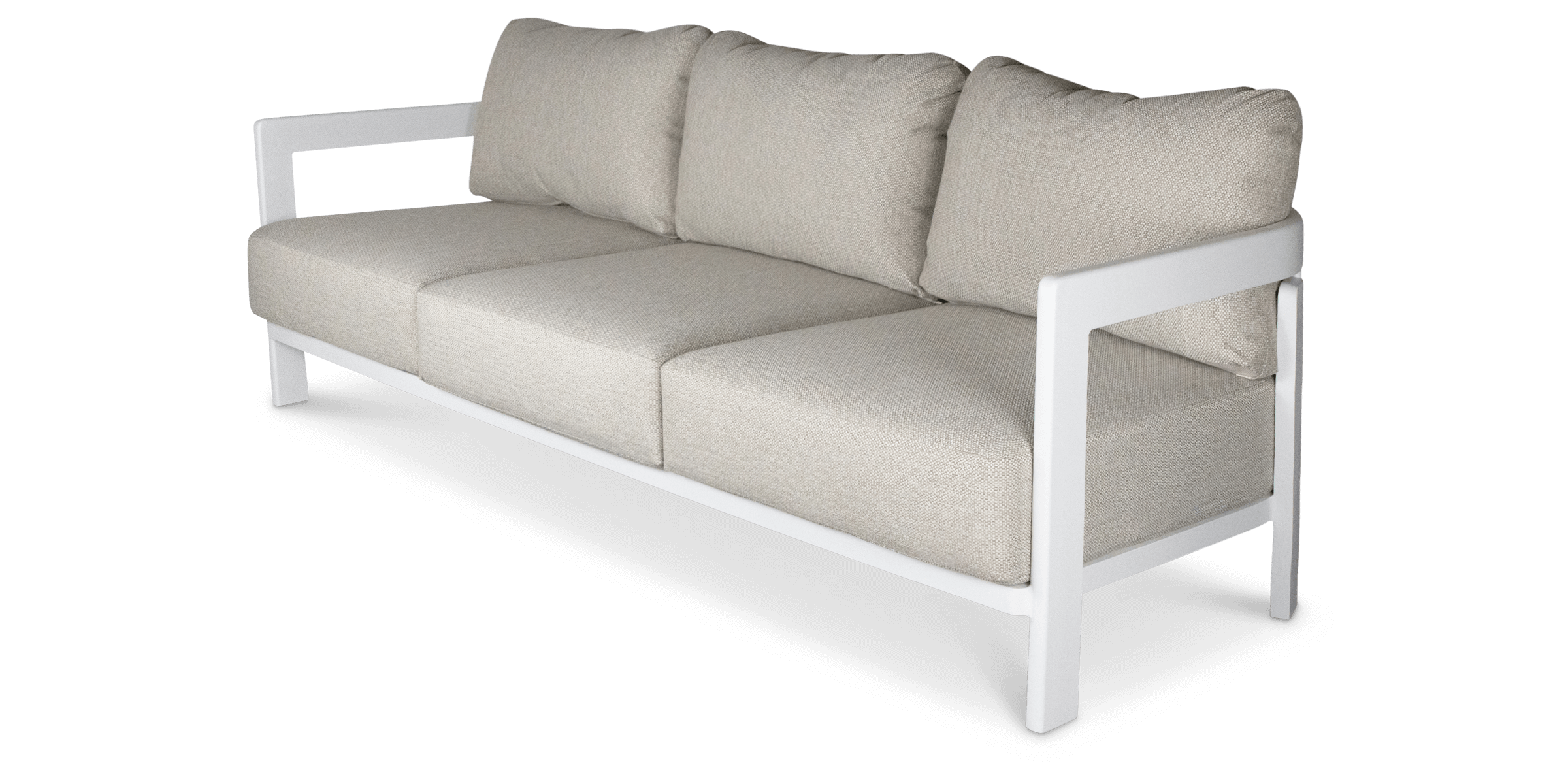 Escape 3 Seater in Arctic White with Latte Check Spun Polyester Cushions