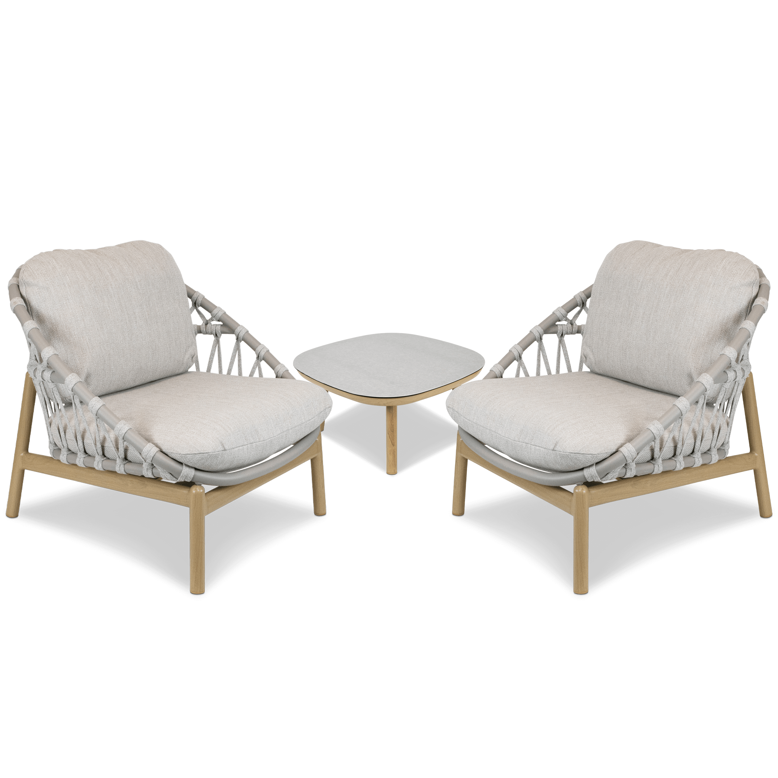 Siesta 3pc Occasional Set with Mist Olefin Rope, Icelandic Salt Cushions and Aluminium Frame