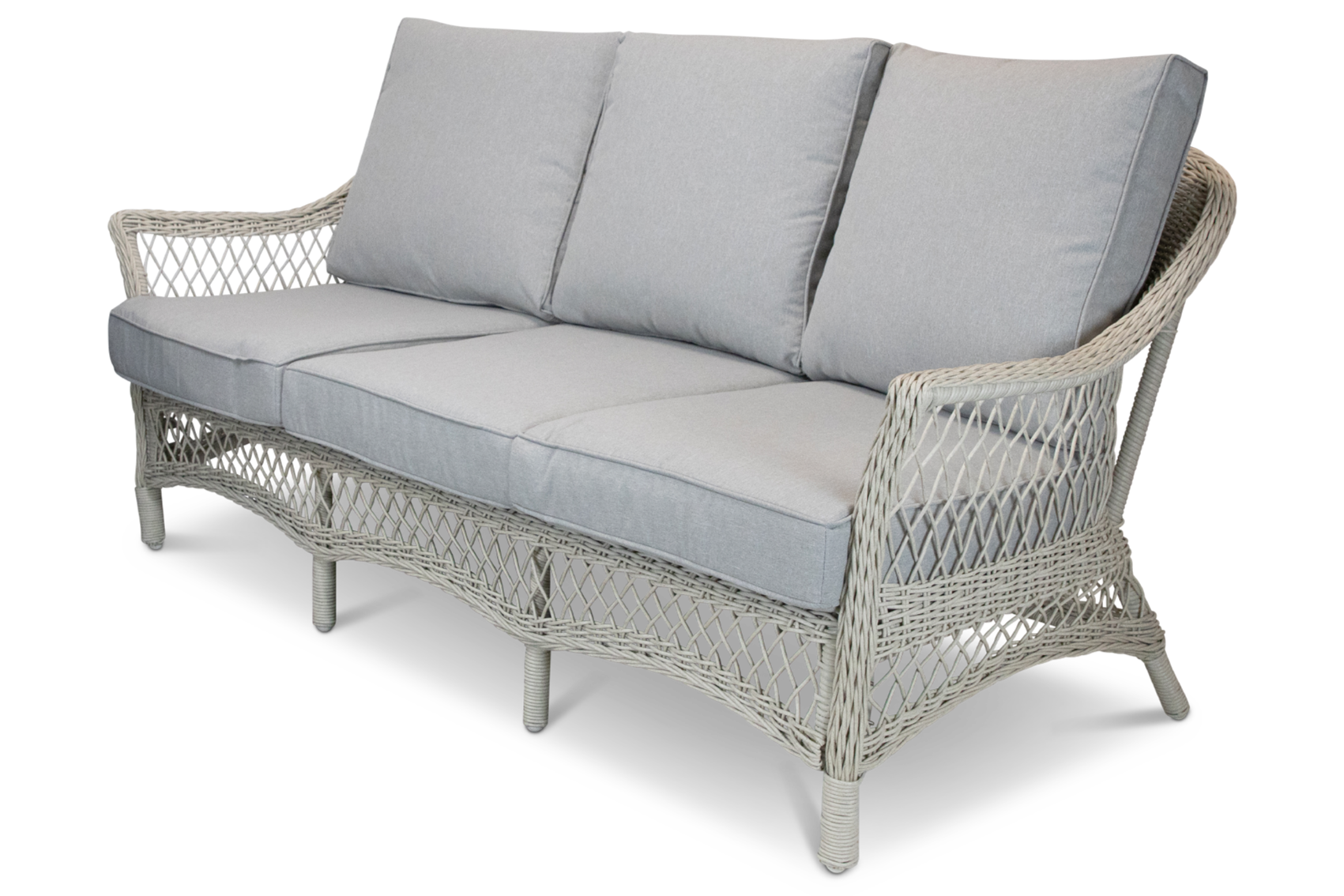 Hamptons 3 Seater in Surfmist Wicker and Dune Spunpoly Cushions