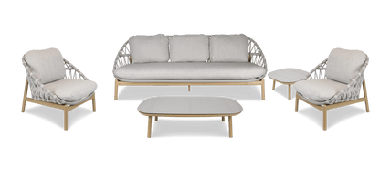 Siesta 5pc Lounge Set with Mist Olefin Rope, Icelandic Salt Cushions and Aluminium Frame