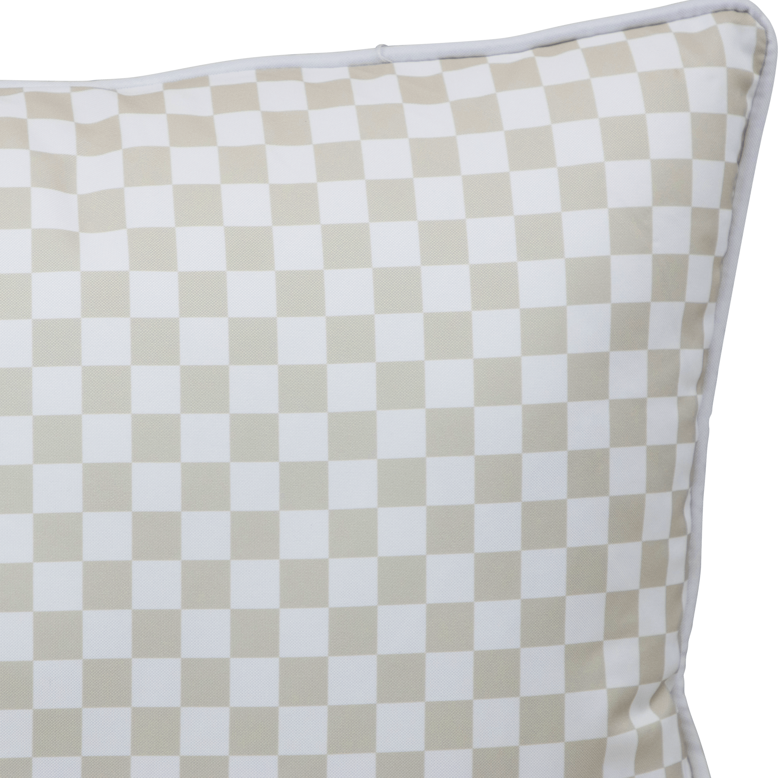 Bondi Almond Milk check - 45 x 45 cm Piped Outdoor Cushion