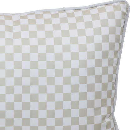 Bondi Almond Milk check - 45 x 45 cm Piped Outdoor Cushion