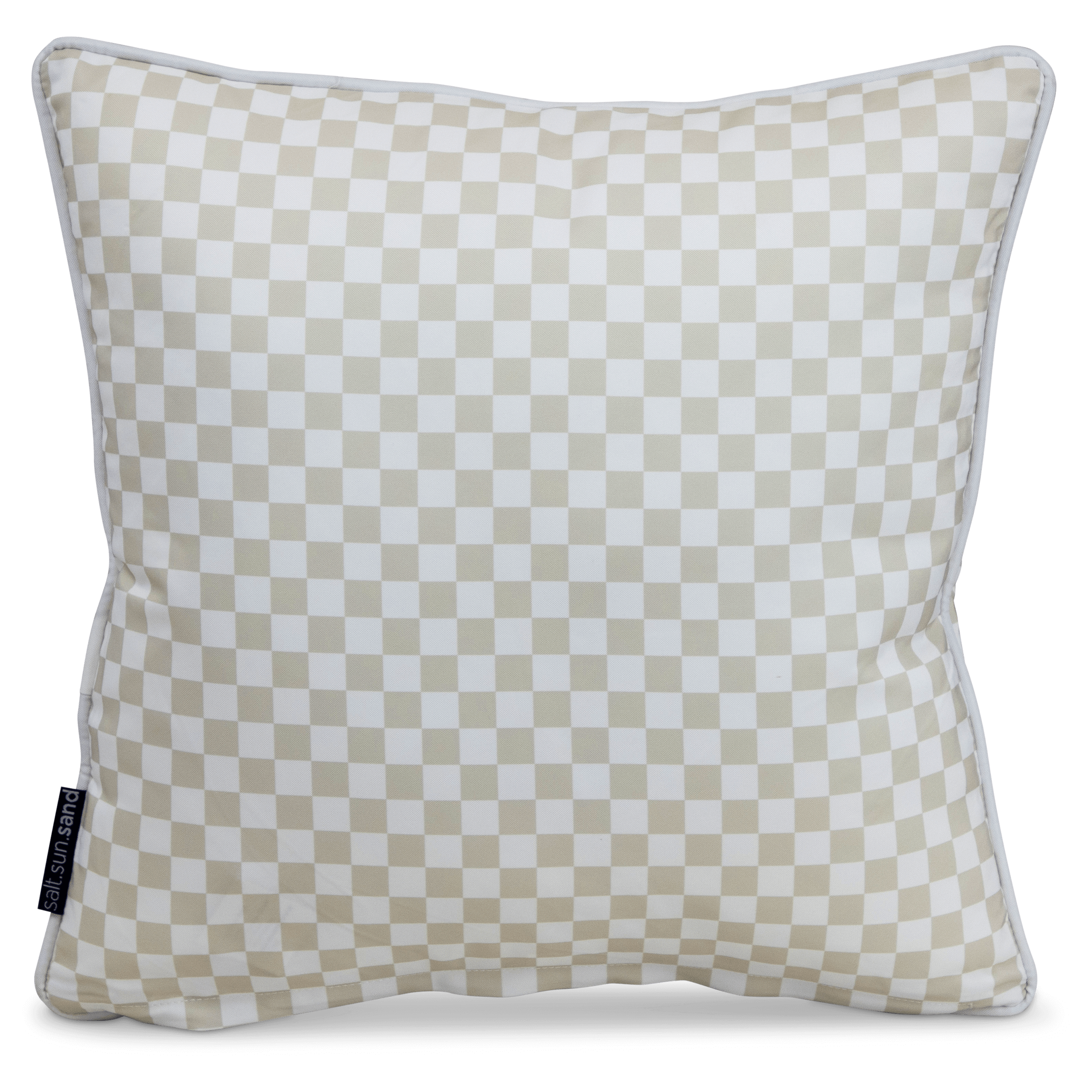 Bondi Almond Milk check - 45 x 45 cm Piped Outdoor Cushion