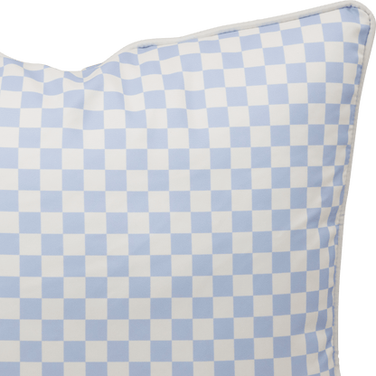 Bondi Steel Blue Check - 45 x 45 cm Piped Outdoor Cushion