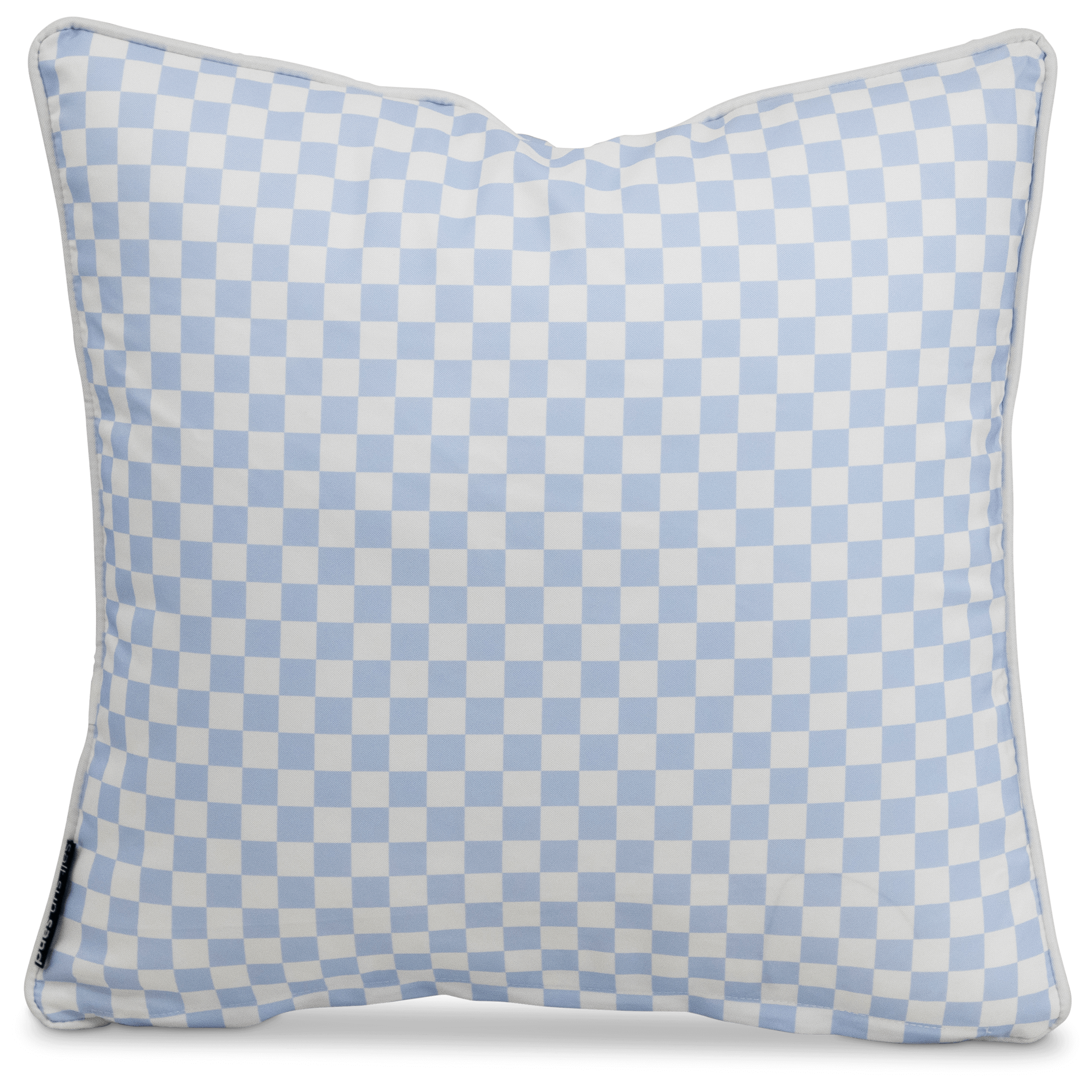 Bondi Steel Blue Check - 45 x 45 cm Piped Outdoor Cushion