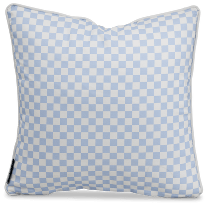 Bondi Steel Blue Check - 45 x 45 cm Piped Outdoor Cushion