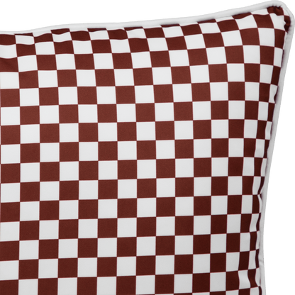 Bondi Chestnut Check - 45 x 45 cm Piped Outdoor Cushion