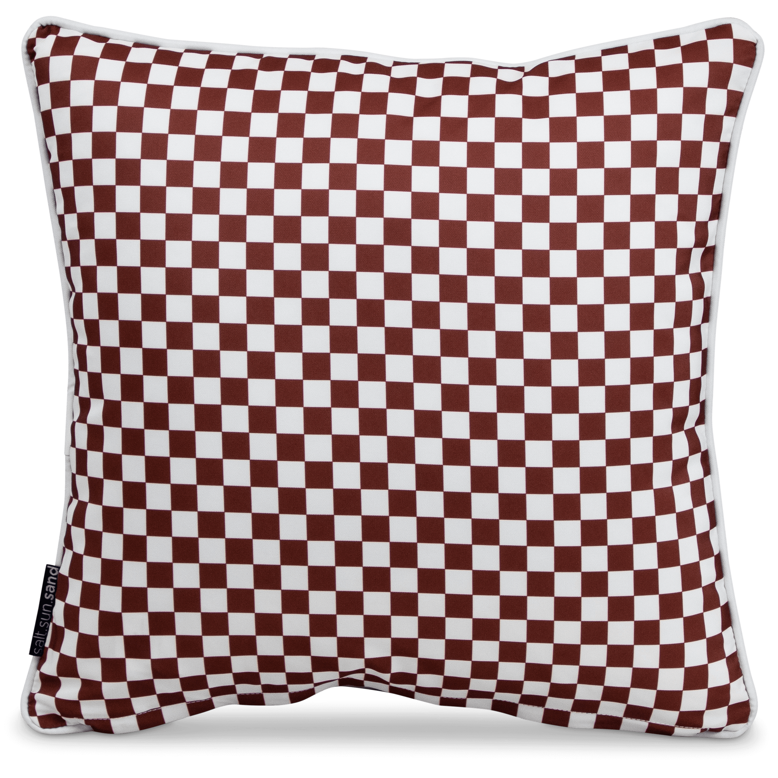 Bondi Chestnut Check - 45 x 45 cm Piped Outdoor Cushion