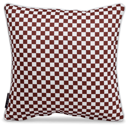 Bondi Chestnut Check - 45 x 45 cm Piped Outdoor Cushion