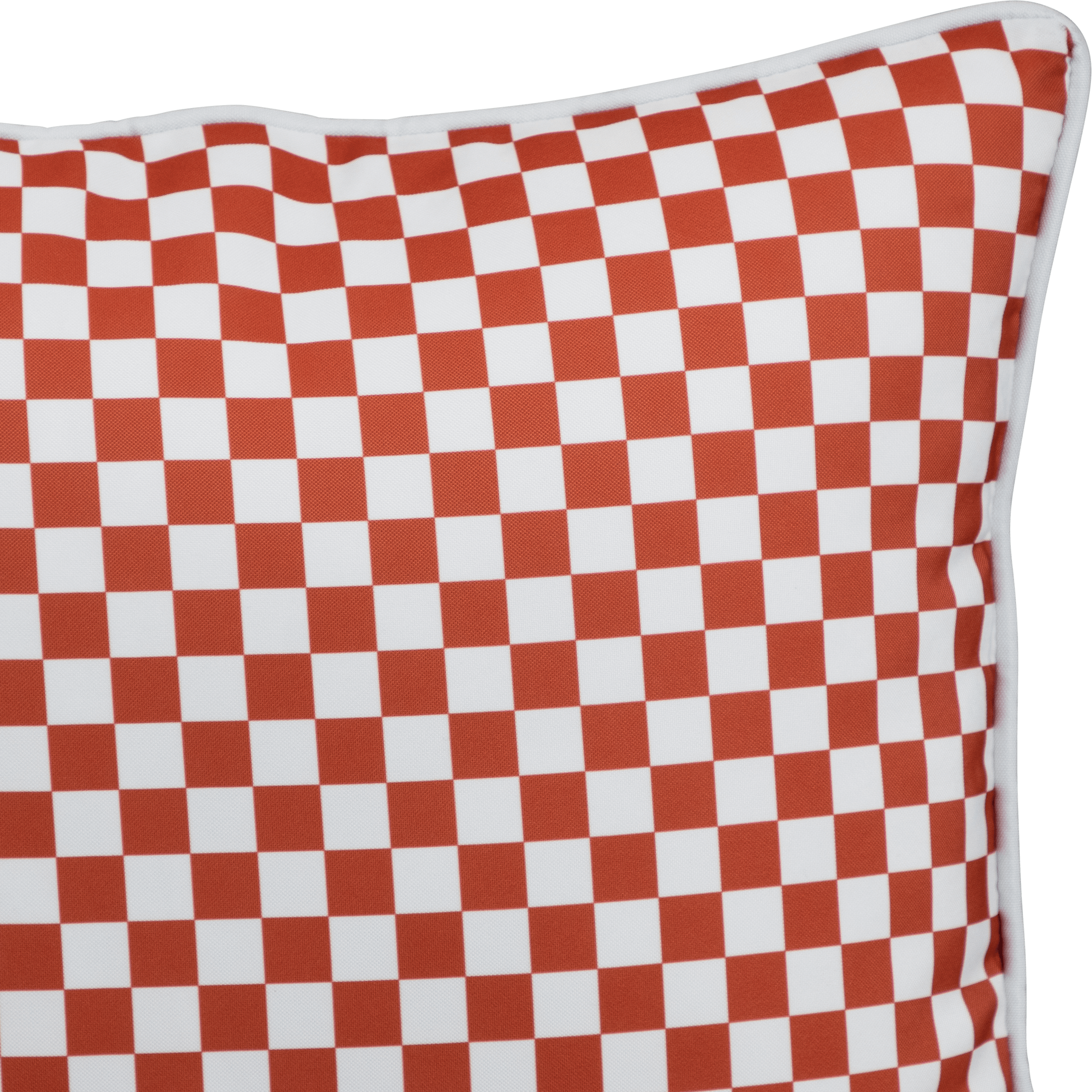 Bondi Coral Check - 45 x 45 cm Piped Outdoor Cushion