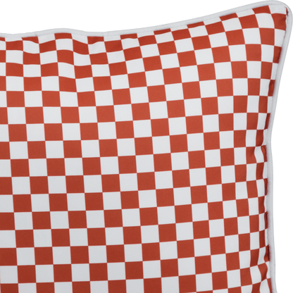 Bondi Coral Check - 45 x 45 cm Piped Outdoor Cushion