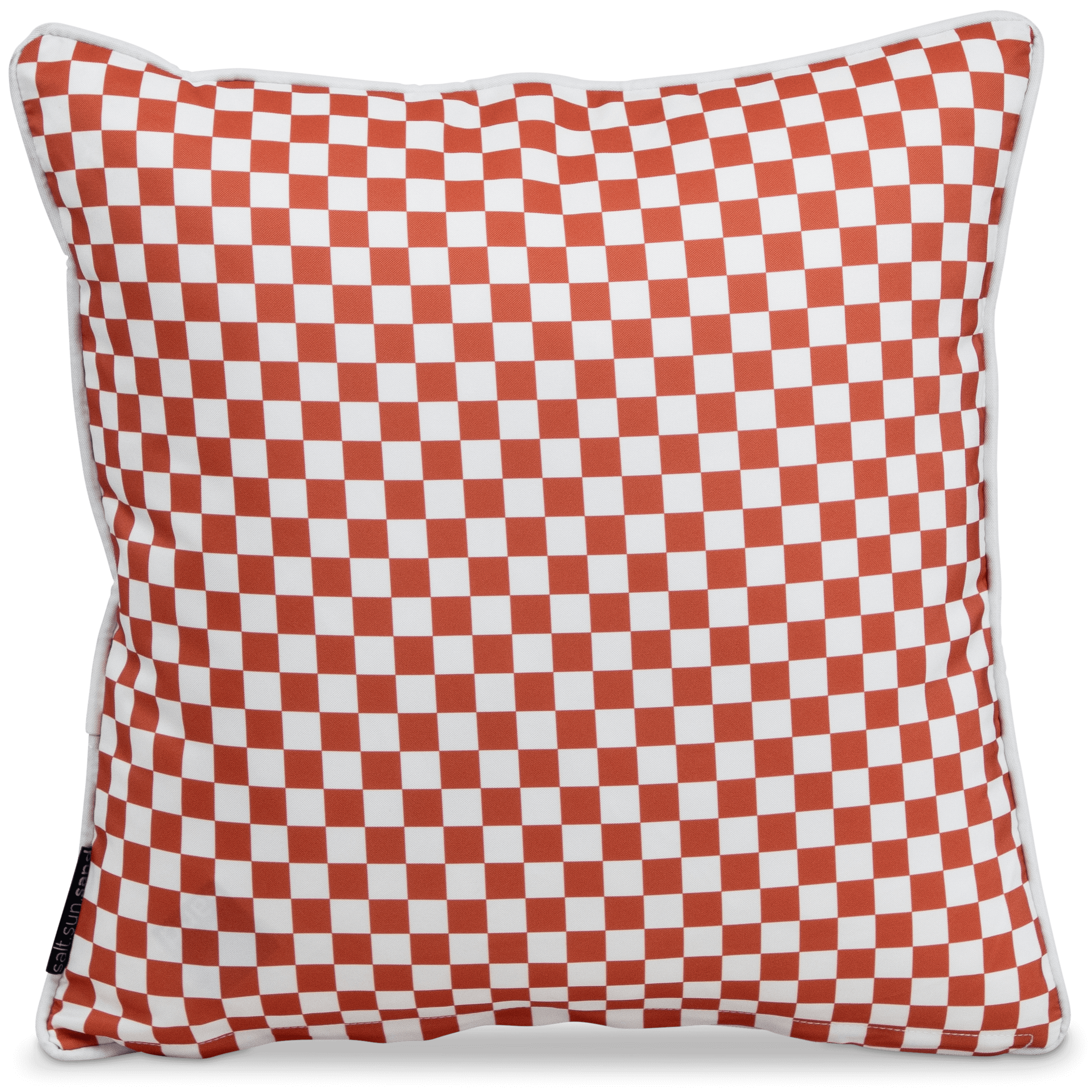 Bondi Coral Check - 45 x 45 cm Piped Outdoor Cushion