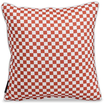 Bondi Coral Check - 45 x 45 cm Piped Outdoor Cushion