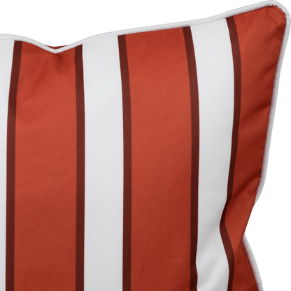 Bondi Stripe Coral - 45 x 45 cm Piped Outdoor Cushion