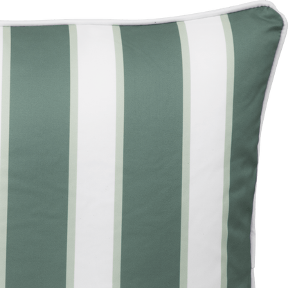 Bondi Stripe Forest Green - 45 x 45 cm Piped Outdoor Cushion