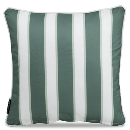 Bondi Stripe Forest Green - 45 x 45 cm Piped Outdoor Cushion