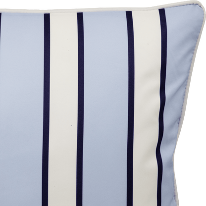 Bondi Stripe Steel Blue - 45 x 45 cm Piped Outdoor Cushion