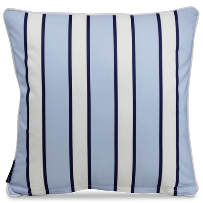 Bondi Stripe Steel Blue - 45 x 45 cm Piped Outdoor Cushion