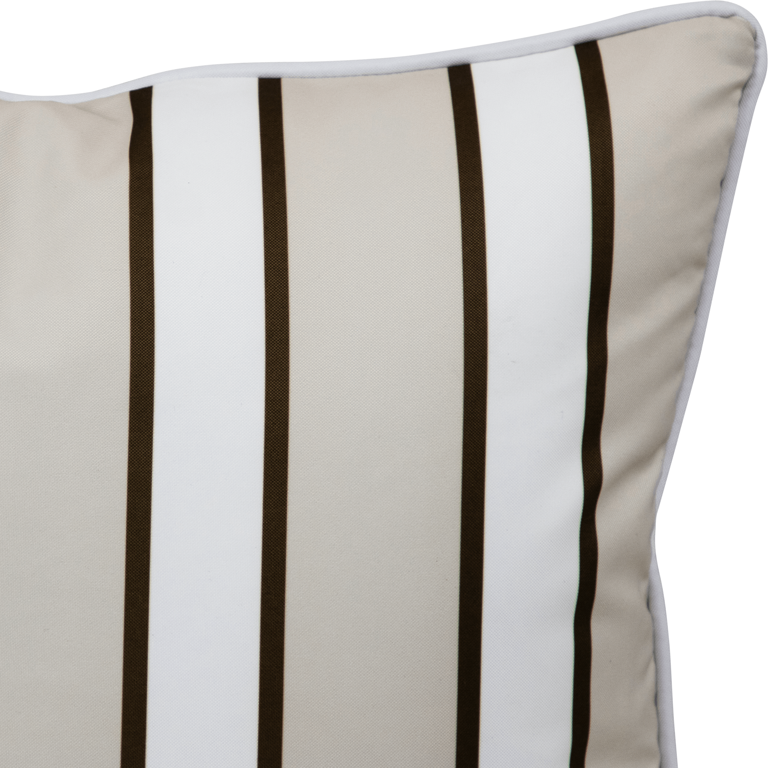 Bondi Stripe Almond Milk - 45 x 45 cm Piped Outdoor Cushion