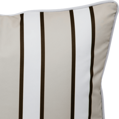 Bondi Stripe Almond Milk - 45 x 45 cm Piped Outdoor Cushion