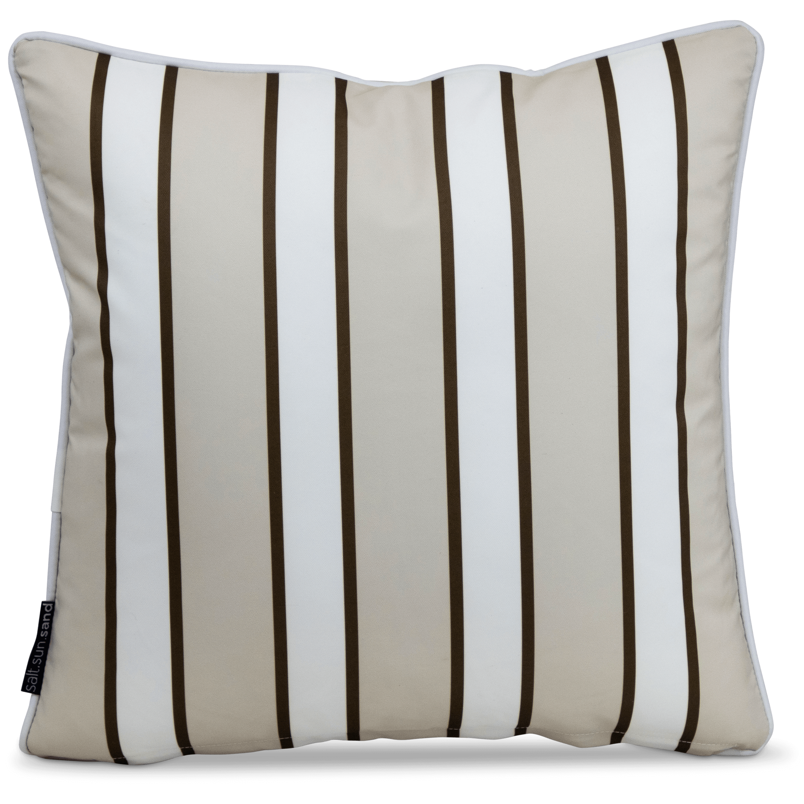 Bondi Stripe Almond Milk - 45 x 45 cm Piped Outdoor Cushion