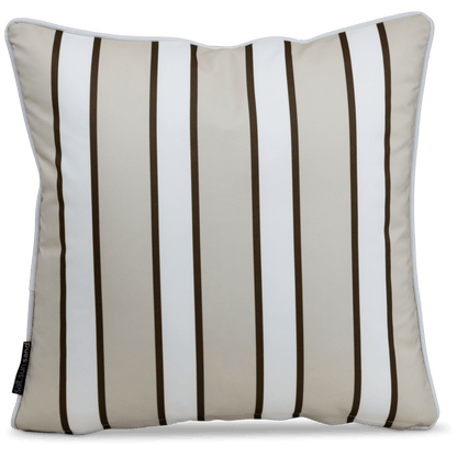 Bondi Stripe Almond Milk - 45 x 45 cm Piped Outdoor Cushion