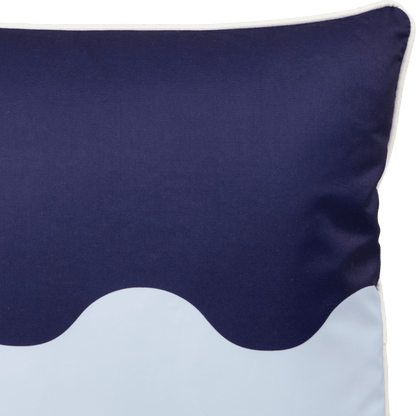 Bondi Wave Navy Steel - 45 x 45 cm Piped Outdoor Cushion