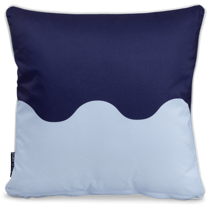 Bondi Wave Navy Steel - 45 x 45 cm Piped Outdoor Cushion