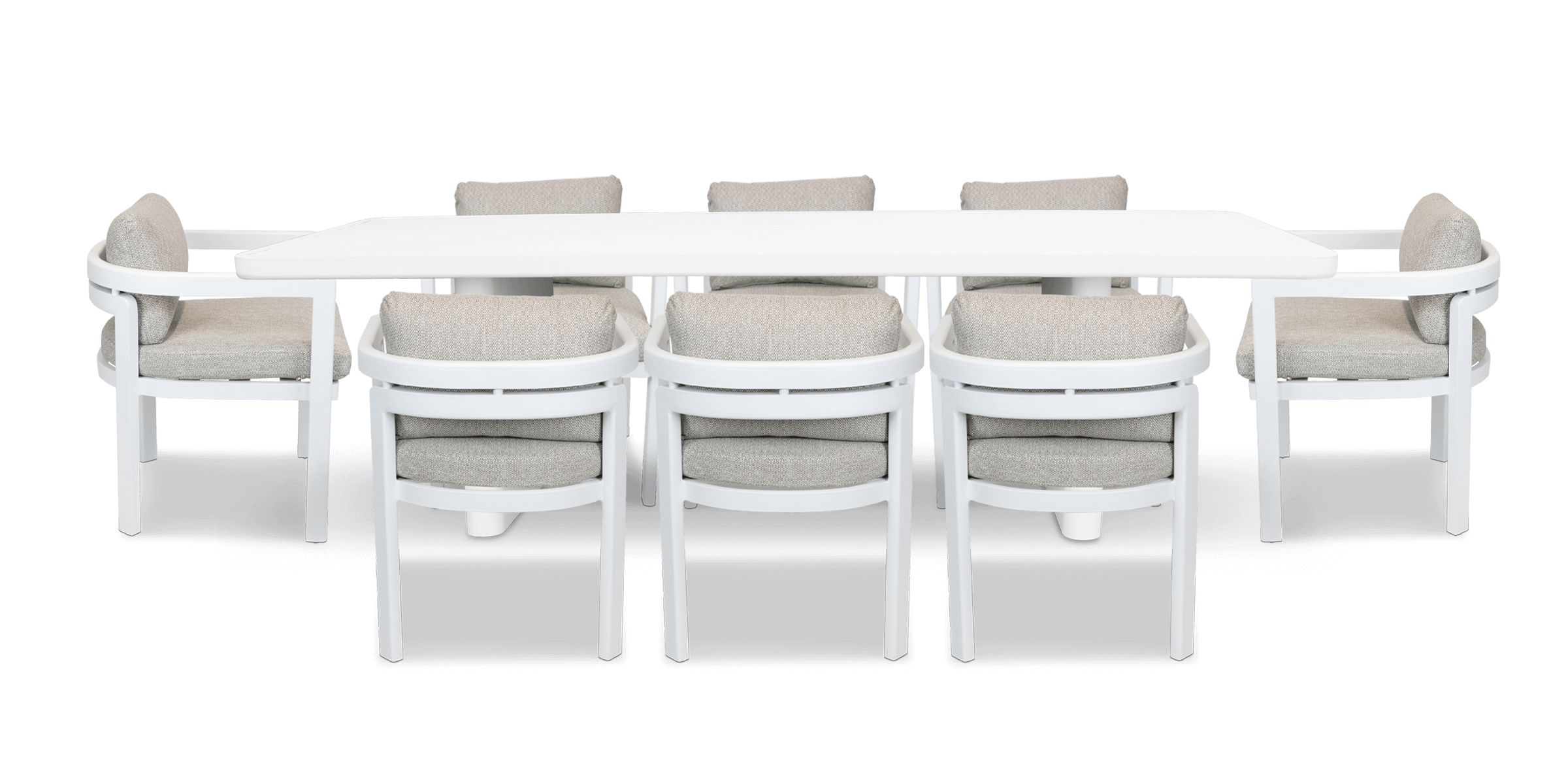 Escape Rectangle Outdoor Dining Setting in Arctic White with Aluminium Chairs