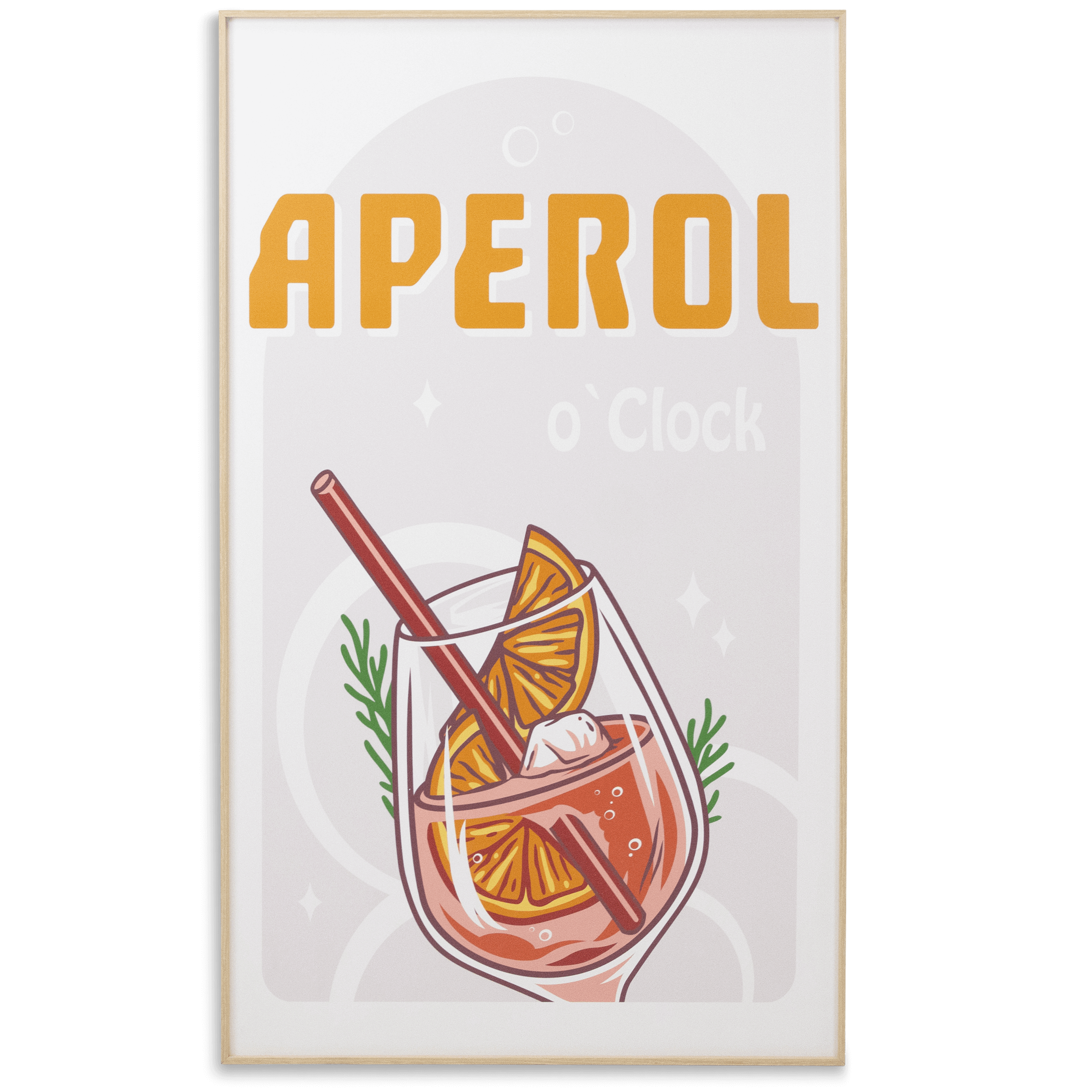 Aperol Oclock - 60 x 100cm Outdoor UV Wall Art with Beech Aluminium Frame