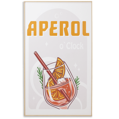 Aperol Oclock - 60 x 100cm Outdoor UV Wall Art with Beech Aluminium Frame