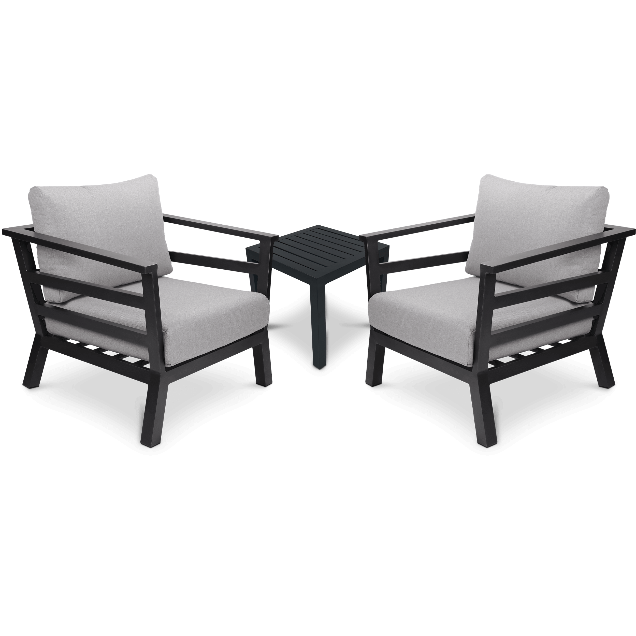 Aveiro & San Sebastian 3pc Occasional Set in Gunmetal Grey with Stone Olefin Cushions