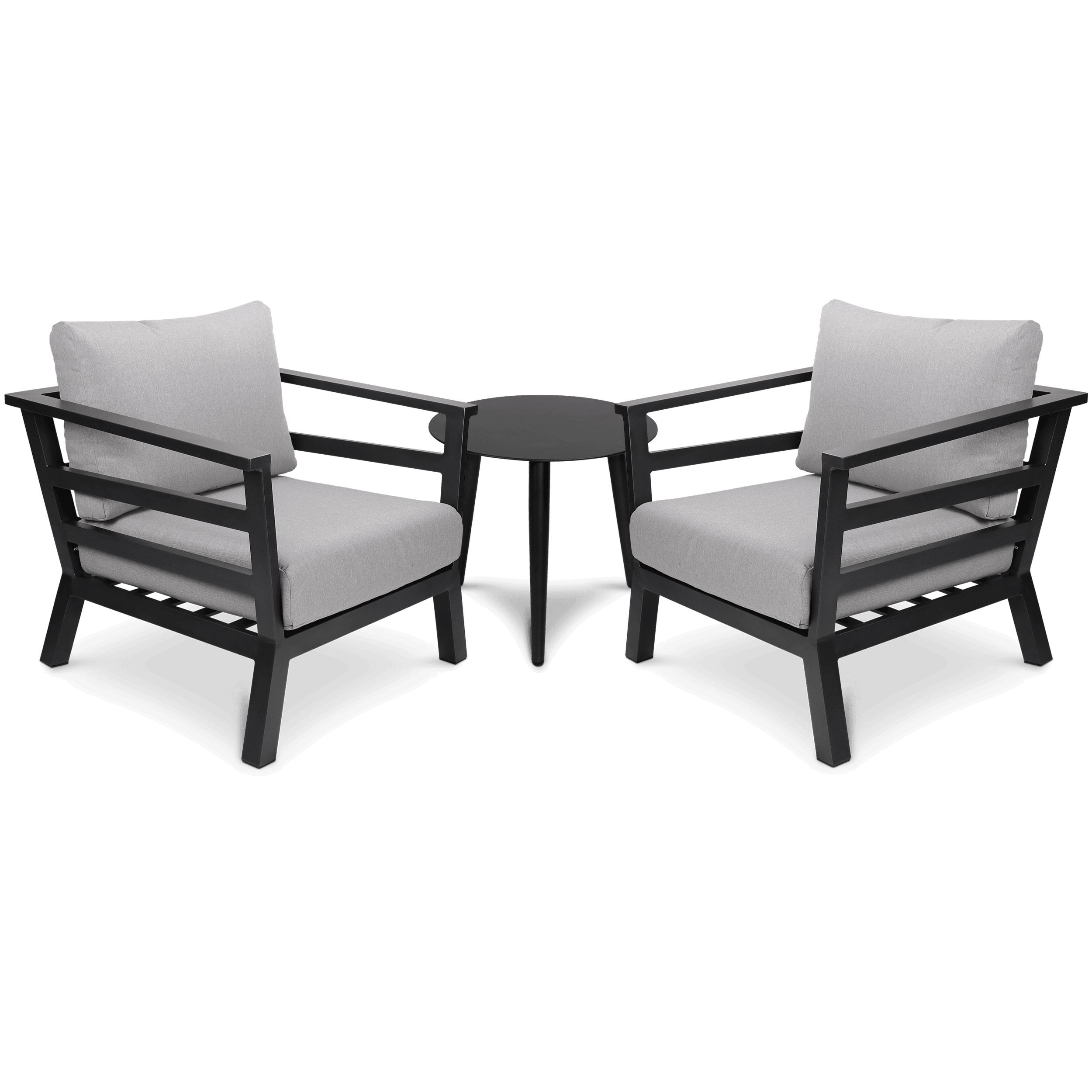 Aveiro & Santorini Large 3pc Occasional Set in Gunmetal Grey with Stone Olefin Cushions