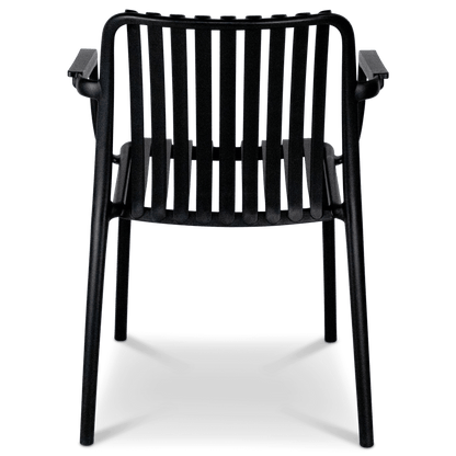 Salerno UV Polypropylene Premium Dining Chair with Arm in Midnight Black