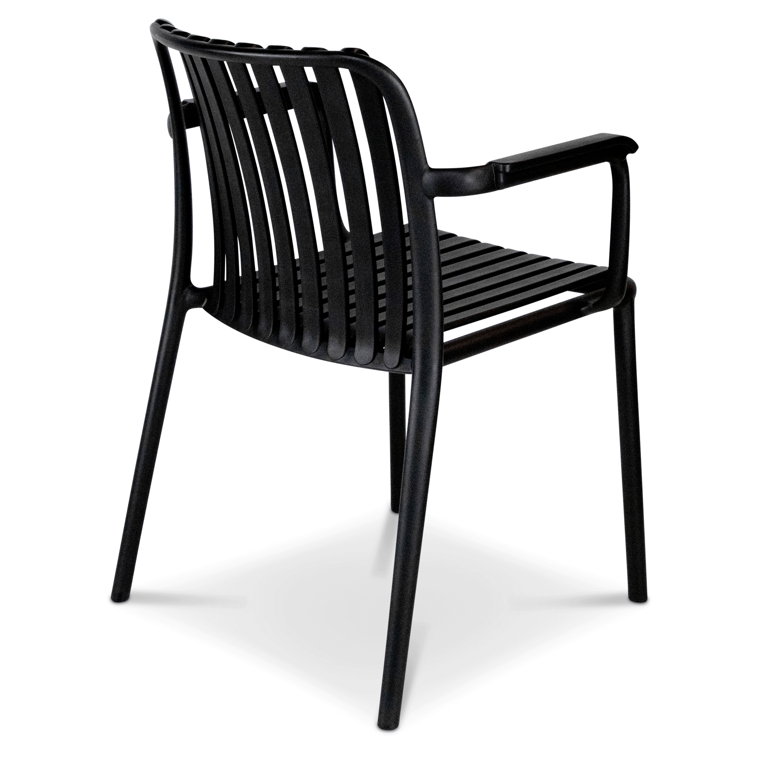 Salerno UV Polypropylene Premium Dining Chair with Arm in Midnight Black