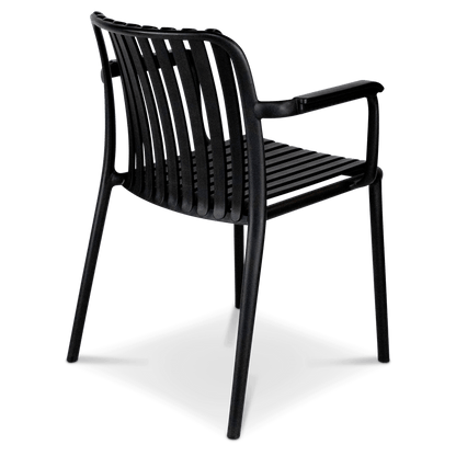 Salerno UV Polypropylene Premium Dining Chair with Arm in Midnight Black