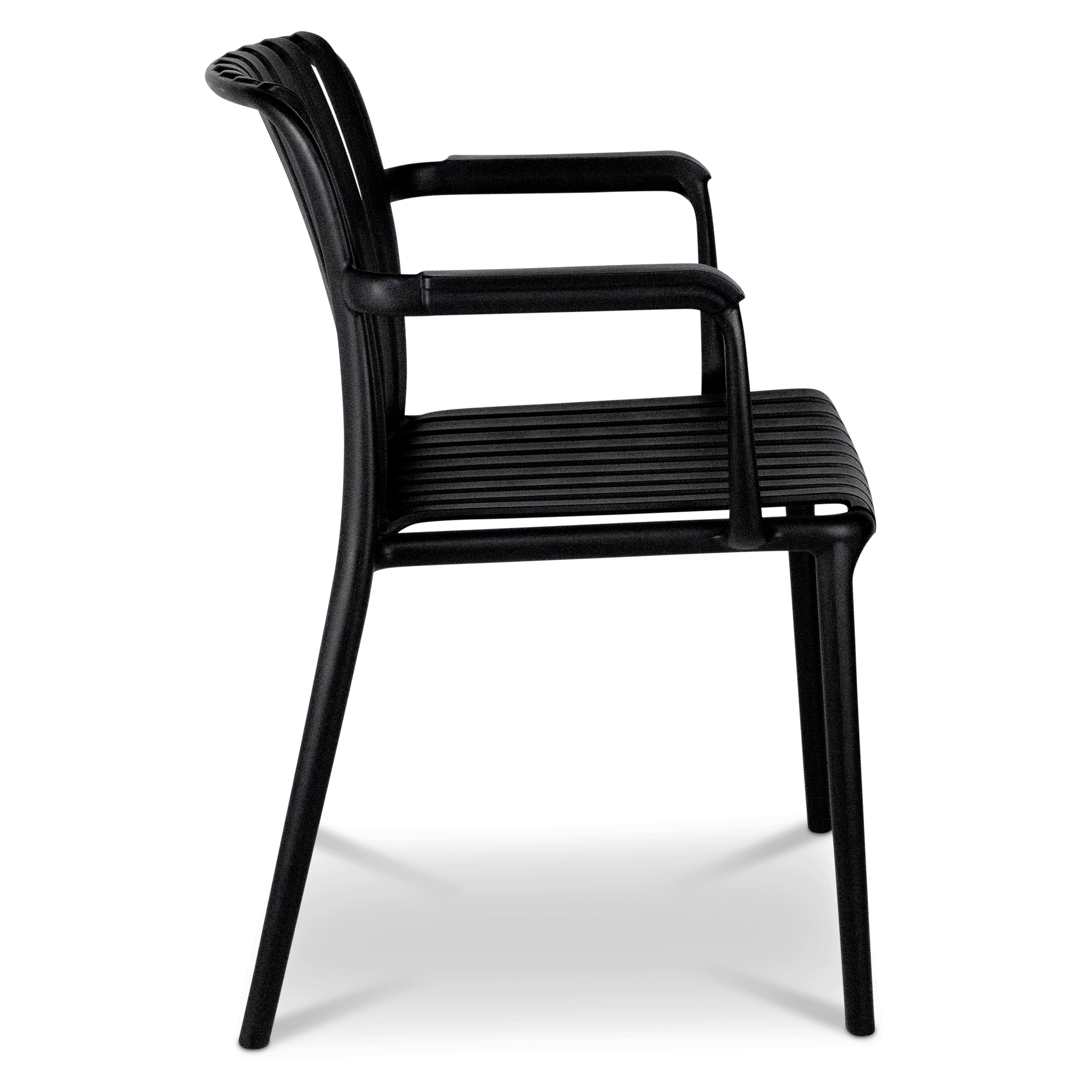 Salerno UV Polypropylene Premium Dining Chair with Arm in Midnight Black