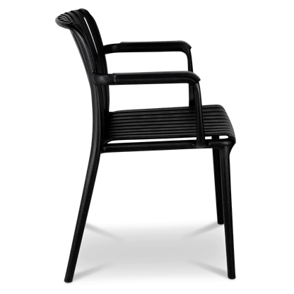 Salerno UV Polypropylene Premium Dining Chair with Arm in Midnight Black