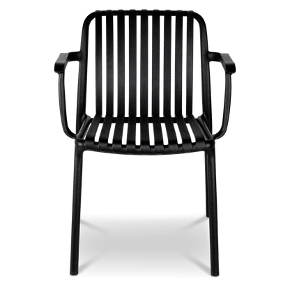 Salerno UV Polypropylene Premium Dining Chair with Arm in Midnight Black