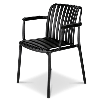 Salerno UV Polypropylene Premium Dining Chair with Arm in Midnight Black