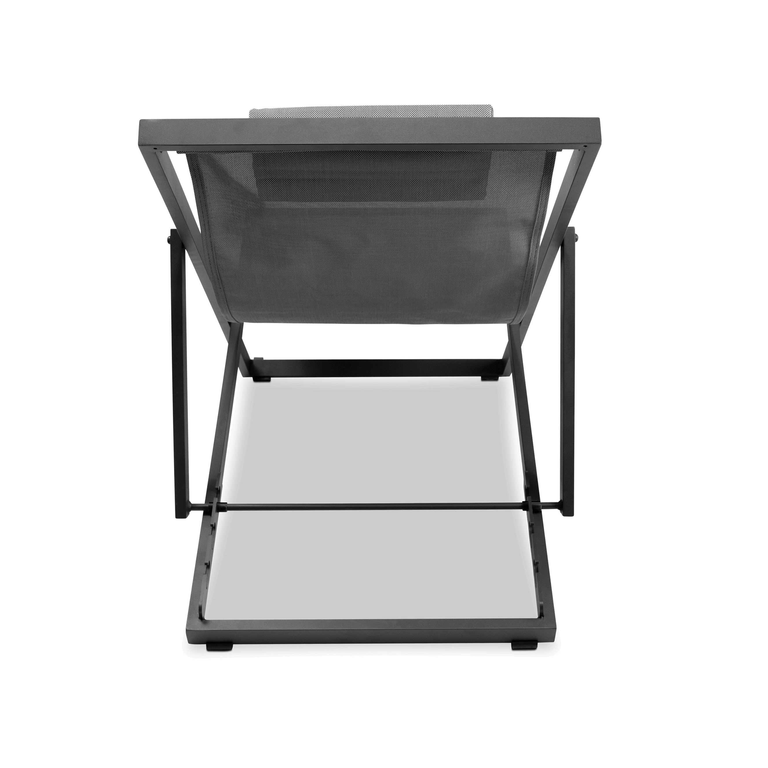 Chill Deck Chair and San Sebastian 3pc Occasional Set in Gunmetal and Charcoal Grey Textilene