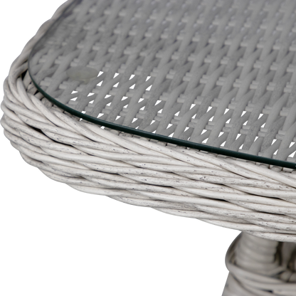Hamptons Hybrid Coffee Table in Surfmist Wicker with Glass Top
