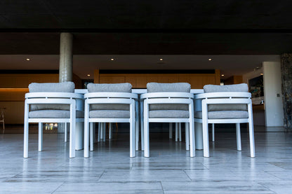 Escape Rectangle Outdoor Dining Setting in Arctic White with Aluminium Chairs