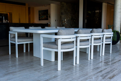 Escape Rectangle Outdoor Dining Setting in Arctic White with Aluminium Chairs