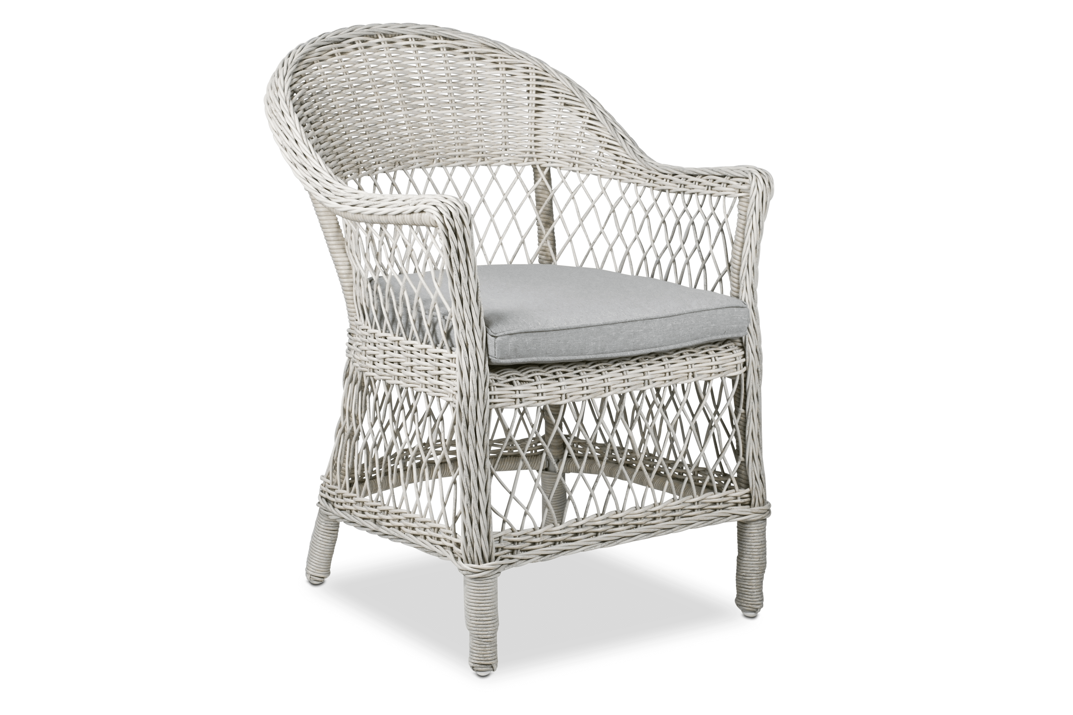 Hamptons Dining Chair 3pc Occasional in Surfmist Wicker and Dune Spunpoly Cushions