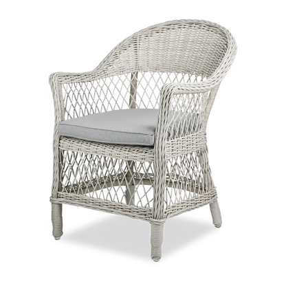 Amalfi Rectangle 7 Piece Outdoor Setting in Arctic White with Wicker Chairs