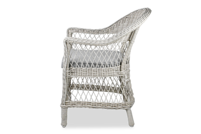 Hamptons Dining Chair 3pc Occasional in Surfmist Wicker and Dune Spunpoly Cushions