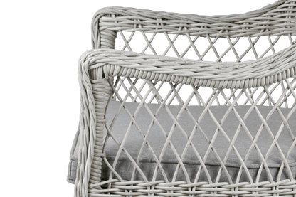 Hamptons Dining Chair 3pc Occasional in Surfmist Wicker and Dune Spunpoly Cushions