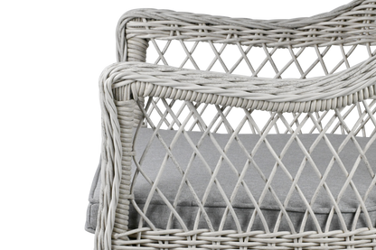 Hamptons Dining Chair in Surfmist Wicker and Dune Spunpoly Cushions